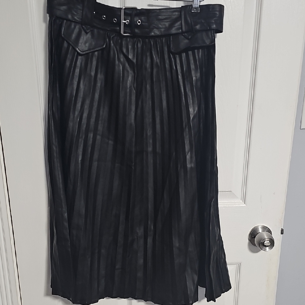 Express Black Midi Pleated Skirt for Work